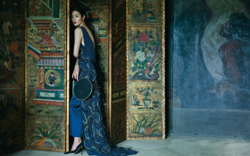 fashionalistick:Liu Wen by Sun JunHARPER’S BAZAAR CHINA December 2015(1) Ralph &amp; Russo haute cou