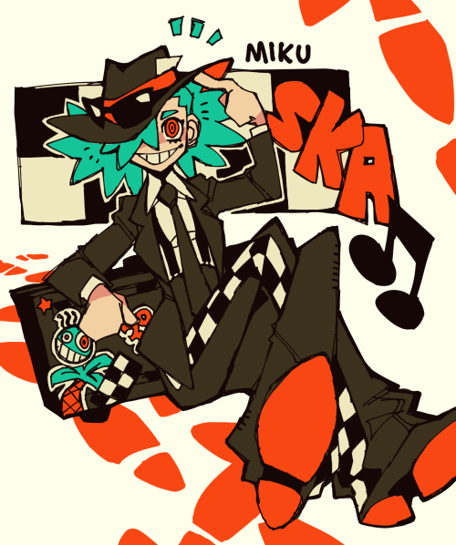 onebadnoodle: SMOOTH JAZZ - SKA -  DEATH METAL mikus based off different music genres 