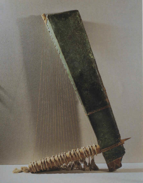 Ancient Egyptian Musical InstrumentTriangle harp, made of wood and copper. Late Period, ca. 664-332 