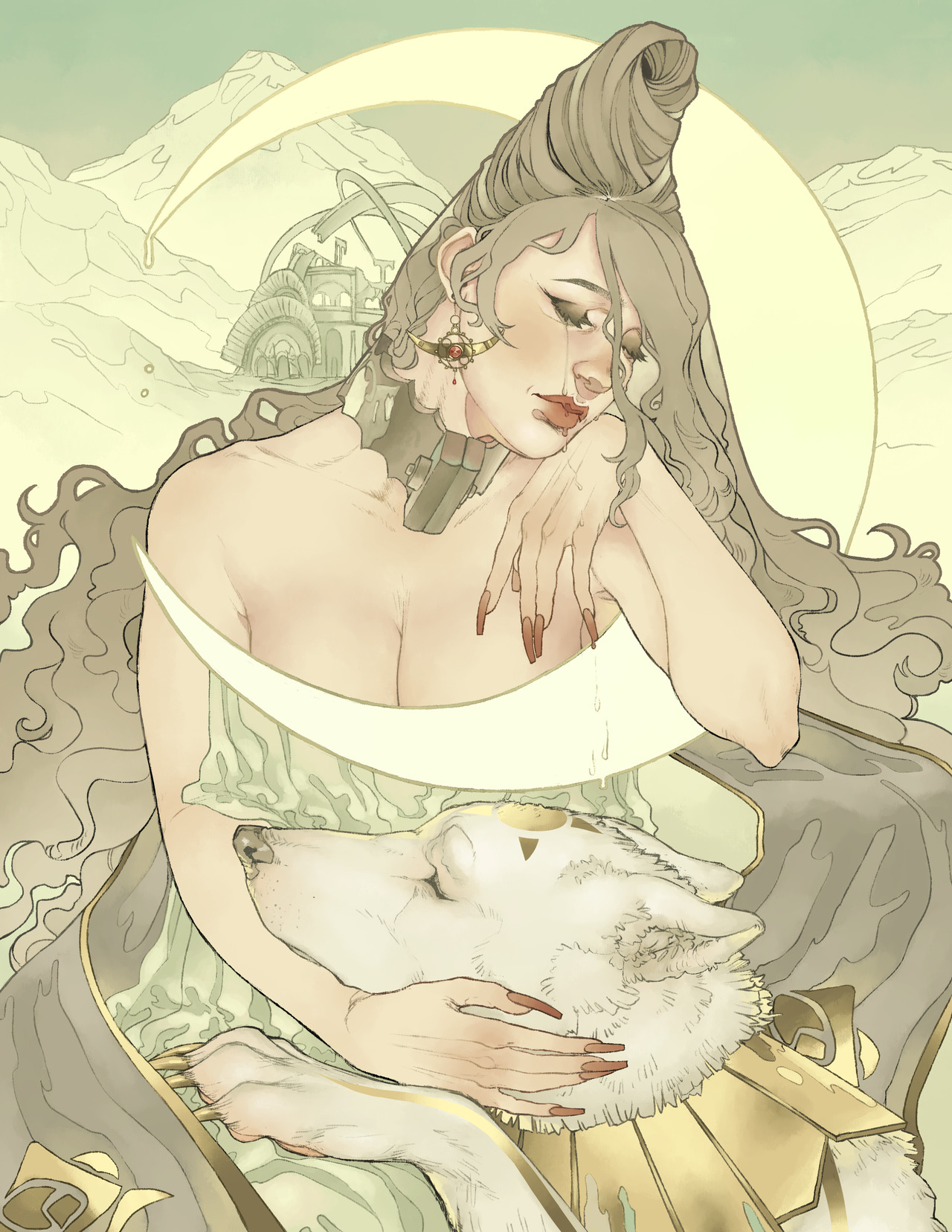 hansmannette: THE  MOON   ||   ROSA My first illustration for @bayonettafanzine