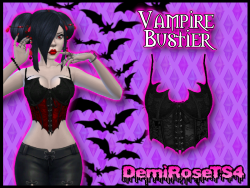 ♥♡♰ ♰♡♥ (Killstar’s Fang Lace Bustier)  ‍♀️● Basegame.‍♀️● 7 s