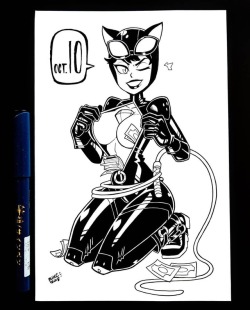 grimphantom2: mikeluckas: #Inktober day 10! Catwoman! We’re 1/3rd through the month now.  Take it off!  pretty kitty~ ;9