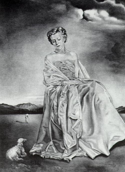 artist-dali: Untitled - Portrait of a Woman, 1945, Salvador Dali One with her natural surroundings
