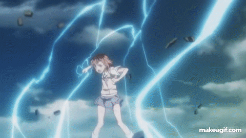 Cool Misaka Mikoto Unleashing Electricity Power GIF