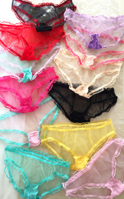 auntjudysfembois:oooo la la, so many pretty panties … who wants to be first … tee hee