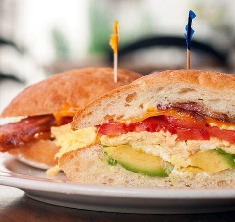 Bacon, Egg And Tomato And Avocado Burger