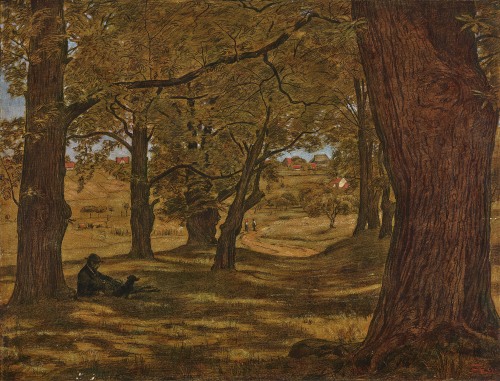 amare-habeo:Hans Thoma (German, 1839-1924)Chestnut grove in Oberursel, 1898Lithograph, coloured and 