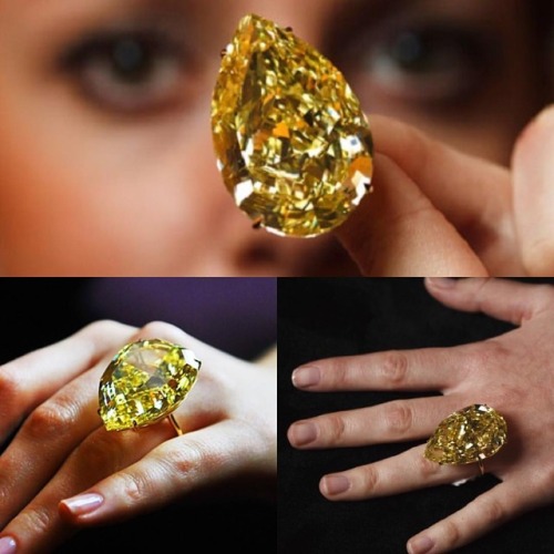 The Cora Sun-Drop Diamond is the largest known yellow pear-shaped diamond, weighing 110.3 carats. It