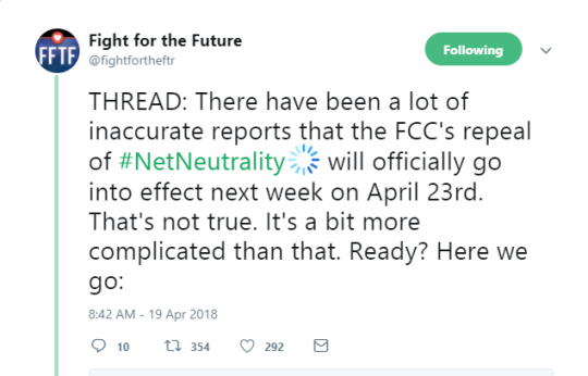 How Net Neutrality will Recede Post-April 23d, 2018