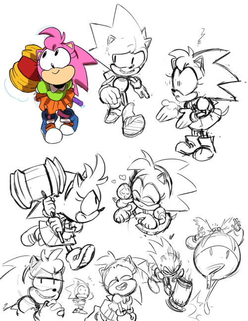 tysonhesse:  Some Sonic practice sketches   I miss this era T T