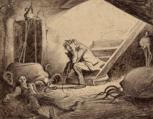Illustrations from H.G. Wells The War of the Worlds. Artist =  Henrique Alvim Correa (1906) - painte