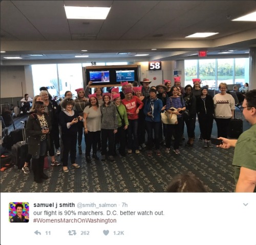 anti-capitalistlesbianwitch: Flights Packed With Women’s March Participants Are Cheering All T