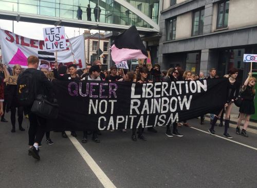 kinkstertime:surrealpolitik:Radical queer bloc/action at Dublin Pride 2016It’s very much