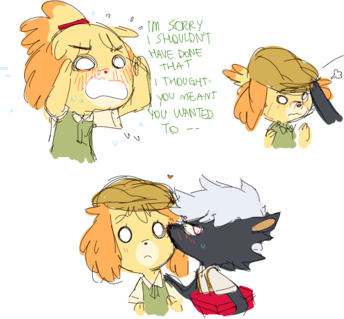 simirgos:  she helped him to put some boxes away and he said she was so nice she deserved a kiss. she thought he was serious. nice way to make things awkward god damn it isabelle kicks acts all smooth n stuff but i bet that he doesnt know how to play