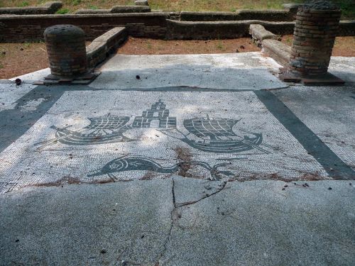 romegreeceart:Ostia Antia - Square of the Corporations mosaicsThe square was built in the early Augu