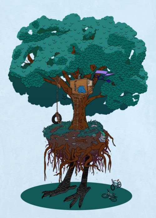 Baba Yaga Casa 2: It’s a Tree This Time[Image Description: A big tree stands in a clump of dir