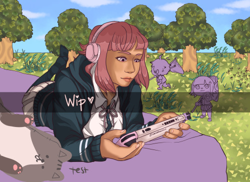 Chiaki casually playing animal crossing new horizon with Hinata, poor Hinata is about to stung by wa