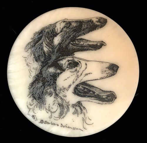 grayghostofthenorth:Borzoi Etched Marble Coaster Set by Barbara Johansson