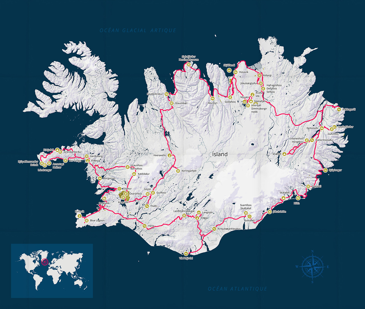 Carte road-trip en IslandeRéalisée avec TileMill / Mapbox / des petits outils et un peu d’huile de coude.