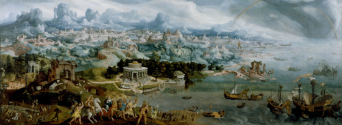 Panorama with the Abduction of Helen Amidst the Wonders of the Ancient World by Maerten van Heemsker