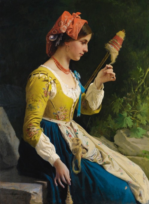 La Filatrice / La fileuse / The Spinner.1869. Oil on Canvas. 120 x 88.5 cm. (47.24 x 34.84 in.) Art 