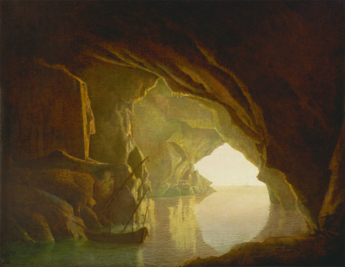 laclefdescoeurs:A Grotto in the Gulf of Salerno, Sunset, 1870-71, Joseph Wright of Derby