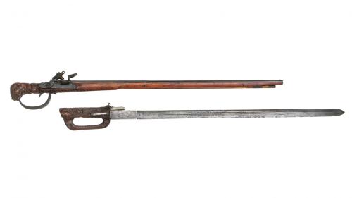 armthearmour:A Flintlock Shotgun with a hidden Hunting Sword in the butt, Germany, ca. 1650, housed 