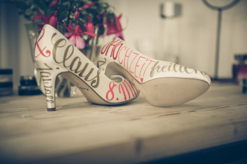 i had the pleasure to design my best friends’ wedding shoes &lt;3 isn’t that great?!