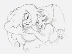 annadesu: Pearlmethyst Week Day 7 - Cuddling Pearl snores like a lawnmower, but Amethyst isn’t allowed to tell anyone. 