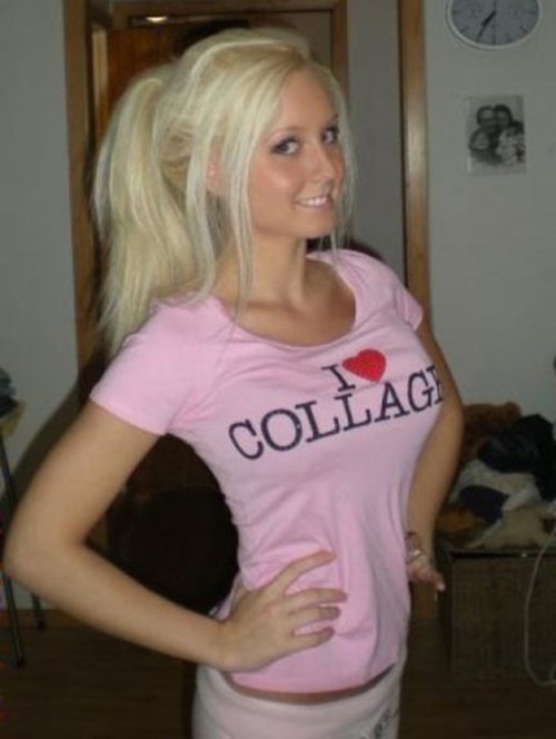 Sex I Heart Collage College Hot Blonde Pink Shirt pictures