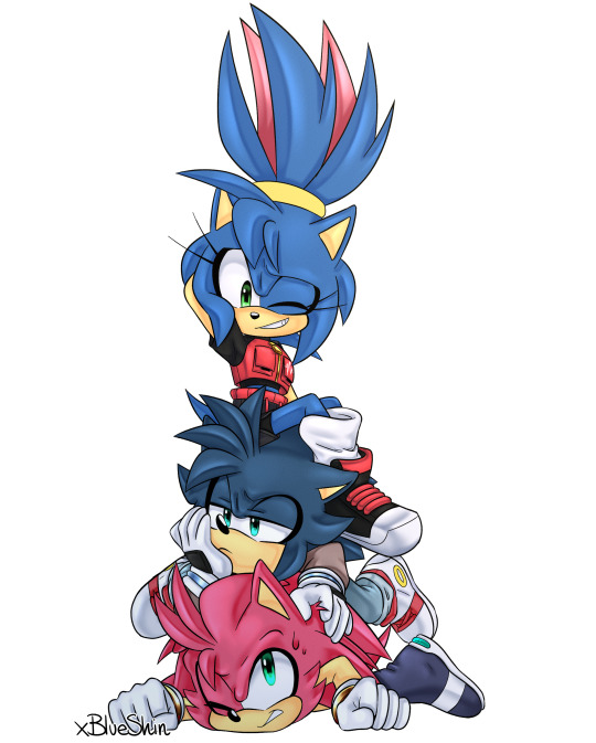 xBlueShin — The Triplets but in the Sonic X pose!
