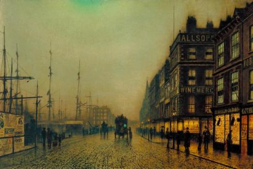 Atkinson Grimshaw - Liverpool Quay by Moonlight (1887)