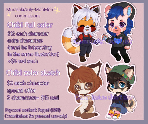 Hello! I open commissions for chibis again (I’ll post bust/half and full body later) ^^ If you