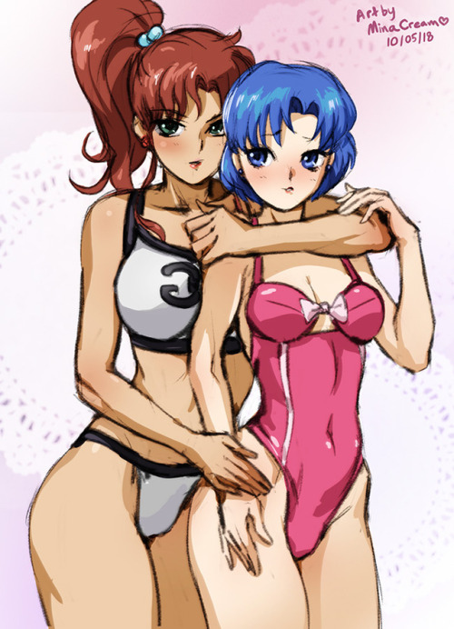 #425 Jupiter x Mercury Sailor senshi and swimsuit versions. (Their swimsuits come from one of my favorite episodes of Sailor Stars.)Commission meSupport me on Patreon