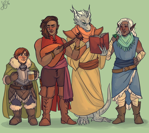 D&D adventuring party, all inspired by this character generator thingo! From left to right, we h
