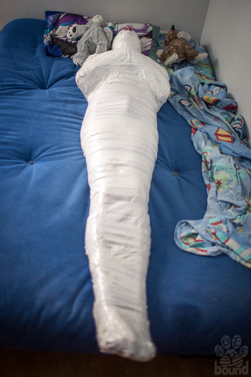 wolfybound:  My very first white duct tape mummification :3 loved it very very much 