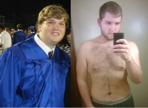 southernshot:  To the left is a picture of me weighing 250lbs in May 2010 at my high school graduation. It was the heaviest I have ever weighed. Now to the right is a picture I took today December 14, 2013 and I hit my weight loss goal of weighing 200lbs.