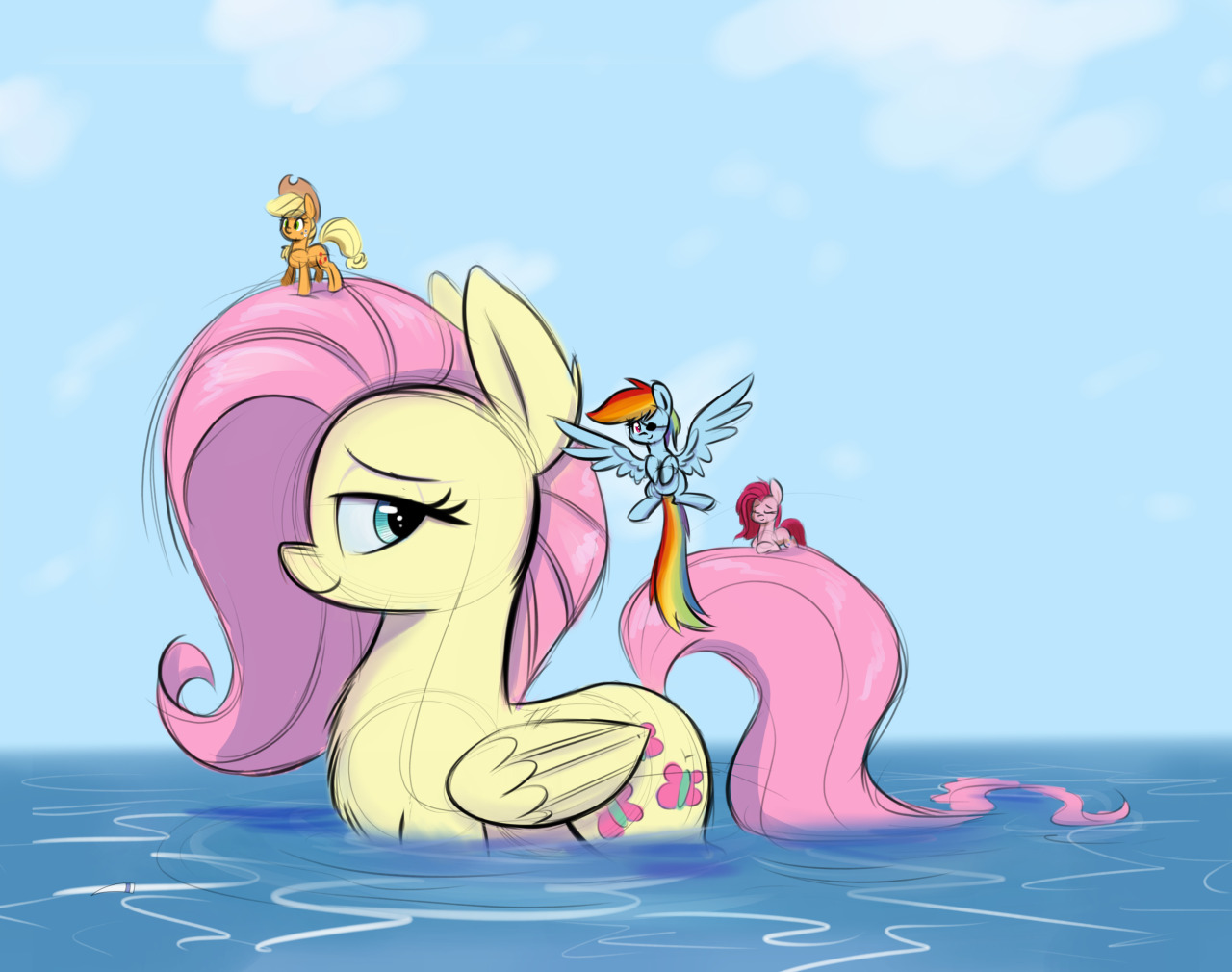 finalskies:The S.S. Butterfly is a big girl now. No more floaties for her!x3