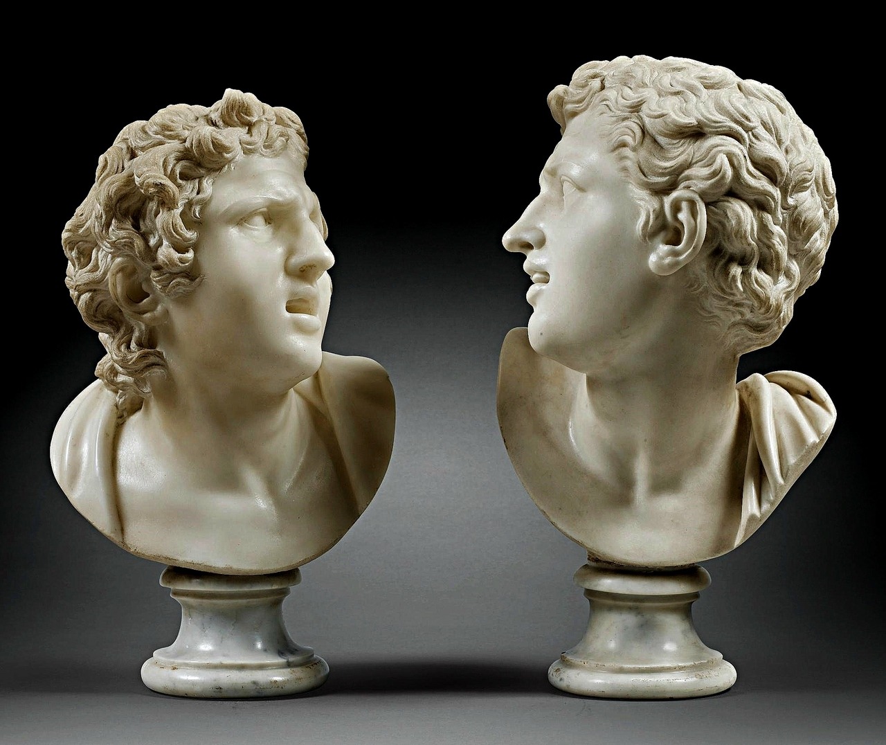 hadrian6:A Pair of Busts of The Sons of Laocoon. 18th.century. Francois Marie Poncet.
