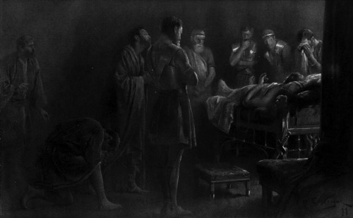 masterofthemountain:André Castaigne, The Dying Alexander Receiving his Soldiers