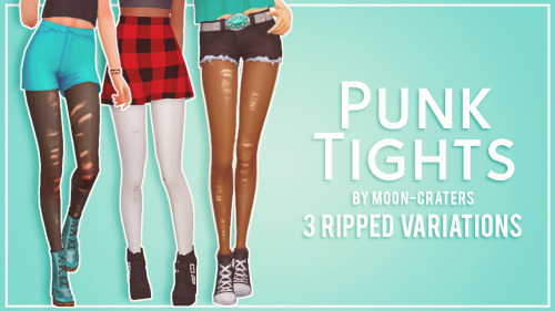 moon-craters:Ripped Punk Tights - Maxis MatchJust some fun ripped punk tights for you all. I reall