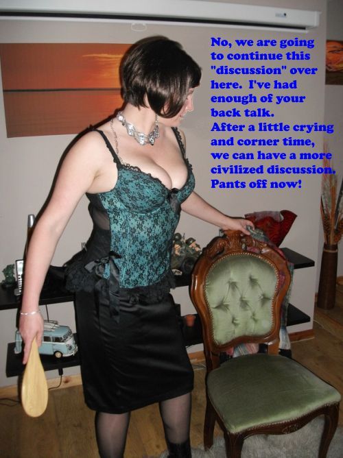 strictotk:  Never talk back to the Superior Woman. The punishment is always severe.