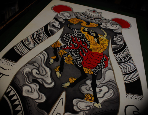 harizanmai: Collaboration painting March 2014 by Gotch , Gakkin , Guy le tatooer KYOTO HARIZANMAI TA