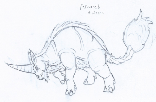 tyrantisterror:Drew some weird horses today.The Wild Catoblepas: one of the smallest species of behe