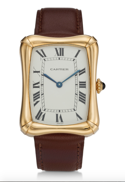 Cartier Bamboo Coussin watch. 18k yellow gold, circa 1970s. 