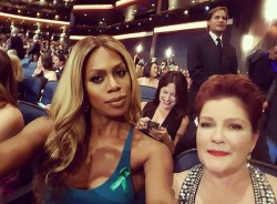 missdontcare-x:  @Lavernecox: Having a blast sitting with #KateMulgrew at the #Emmys2015