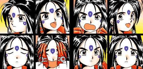 the-fourth-goddess:These character icons are from the Ah! Megami sama adventure game for the NEC PC-