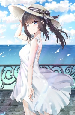 sunhyun seishun buta yarou series sakurajima mai dress no bra see through summer dress | #512469 | yande.re