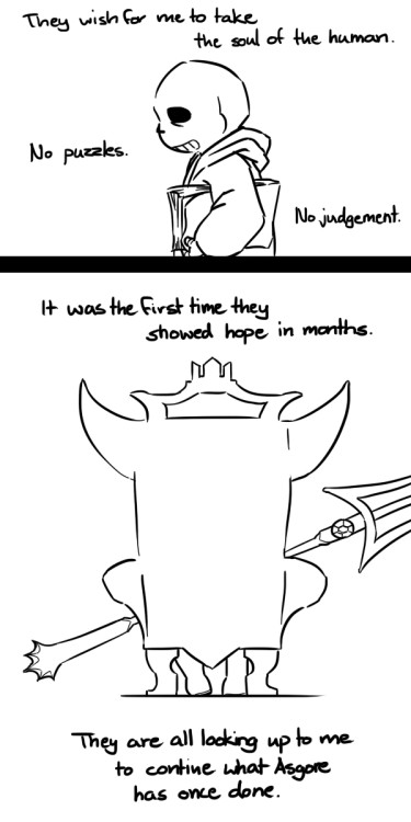 nyublackneko:  A comic expanding from my “All hail King Papyrus” pic. You know, after Asgore and all other leader figures gone, I somewhat doubt the monsters from the underground would simply follow Papyrus’ new rule. They would want their old