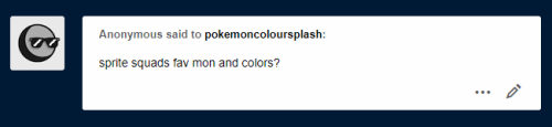Dragonis: Giratina in Black, Red, and BuffRook: Wailord in Purple and YellowVice: Spheal in Purple a